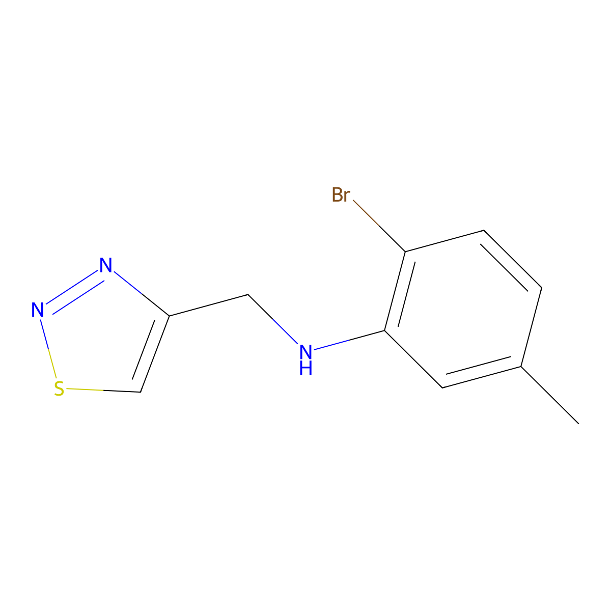 2-bromo-5-methyl-N-[(1,2,3-thiadiazol-4-yl)methyl]aniline molecular structure, CAS 1552936-49-8