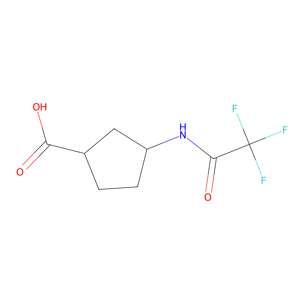 rac-(1R,3S)-3-(trifluoroacetamido)cyclopentane-1-carboxylic acid molecular structure, CAS 155300-53-1