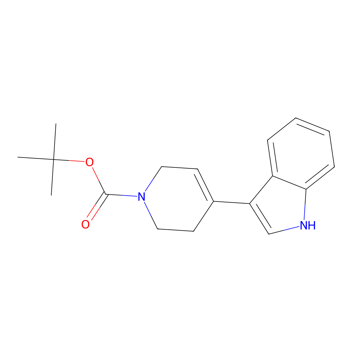 Tert-butyl 4-(1H-indol-3-YL)-5,6-dihydropyridine-1(2H)-carboxylate molecular structure, CAS 155302-27-5