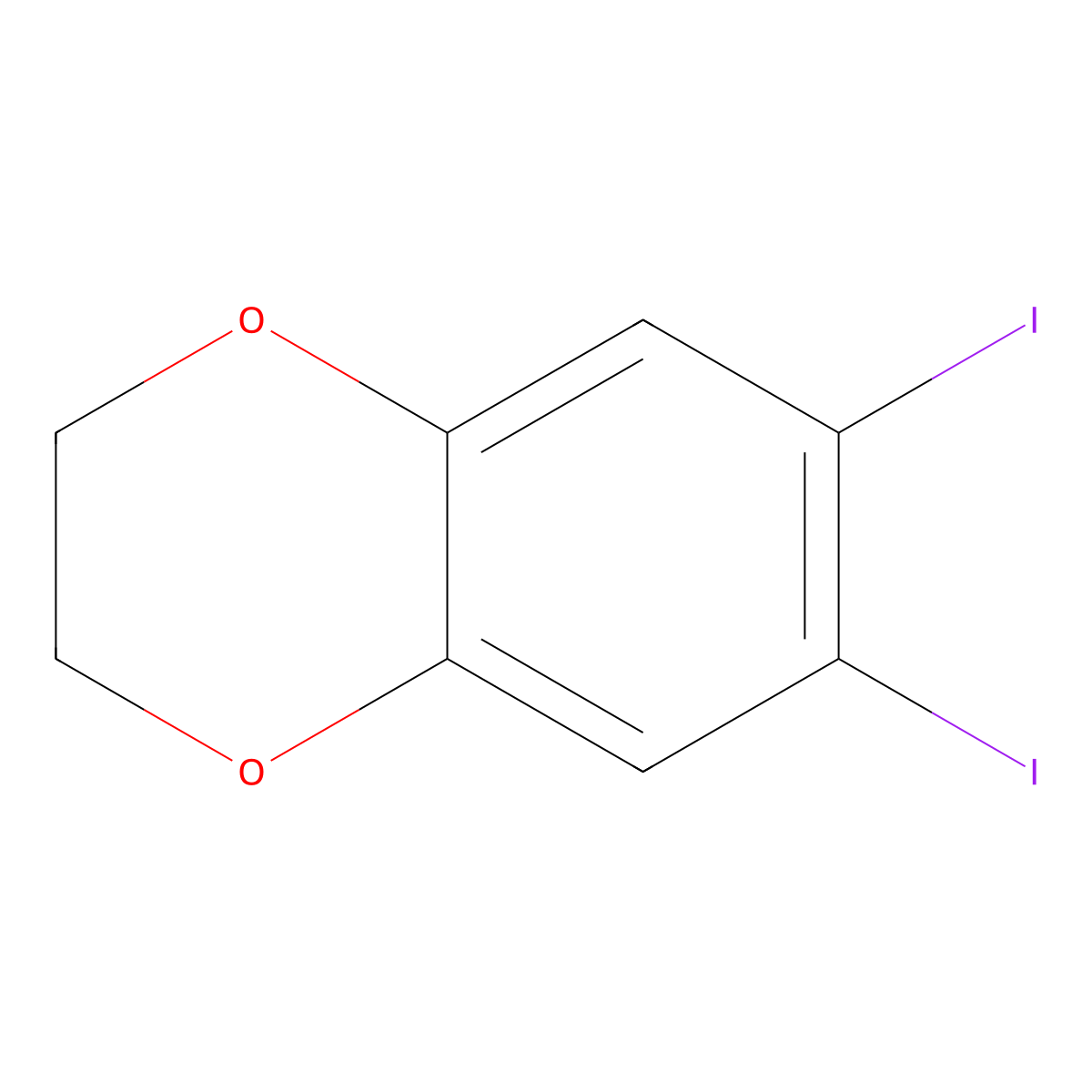 6,7-Diiodo-2,3-dihydro-1,4-benzodioxine molecular structure, CAS 155303-91-6