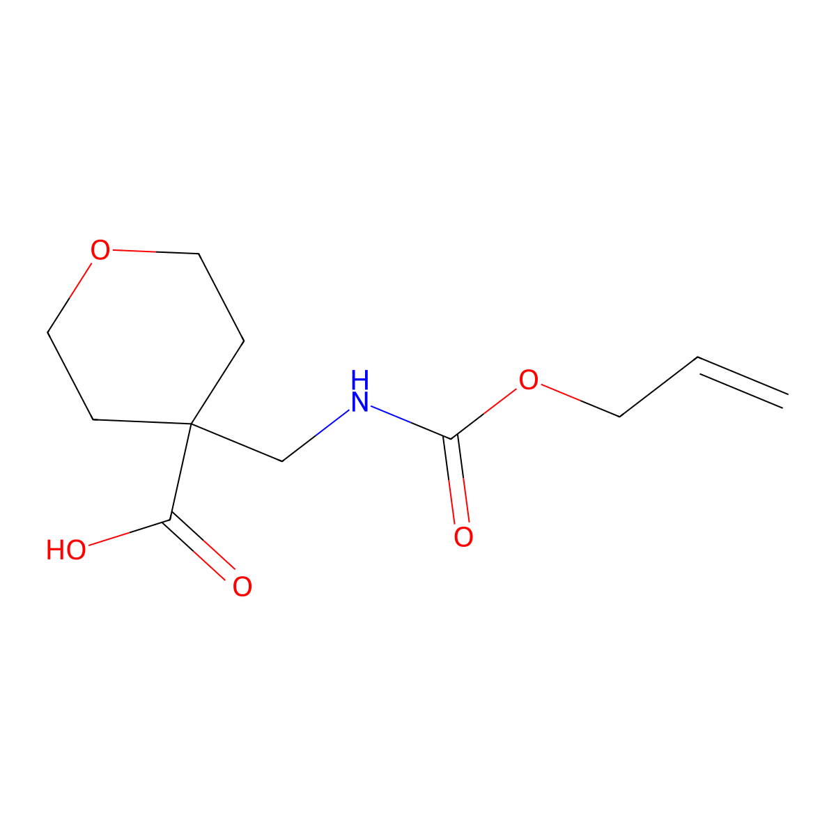4-({[(Prop-2-en-1-yloxy)carbonyl]amino}methyl)oxane-4-carboxylic acid molecular structure, CAS 1553030-63-9