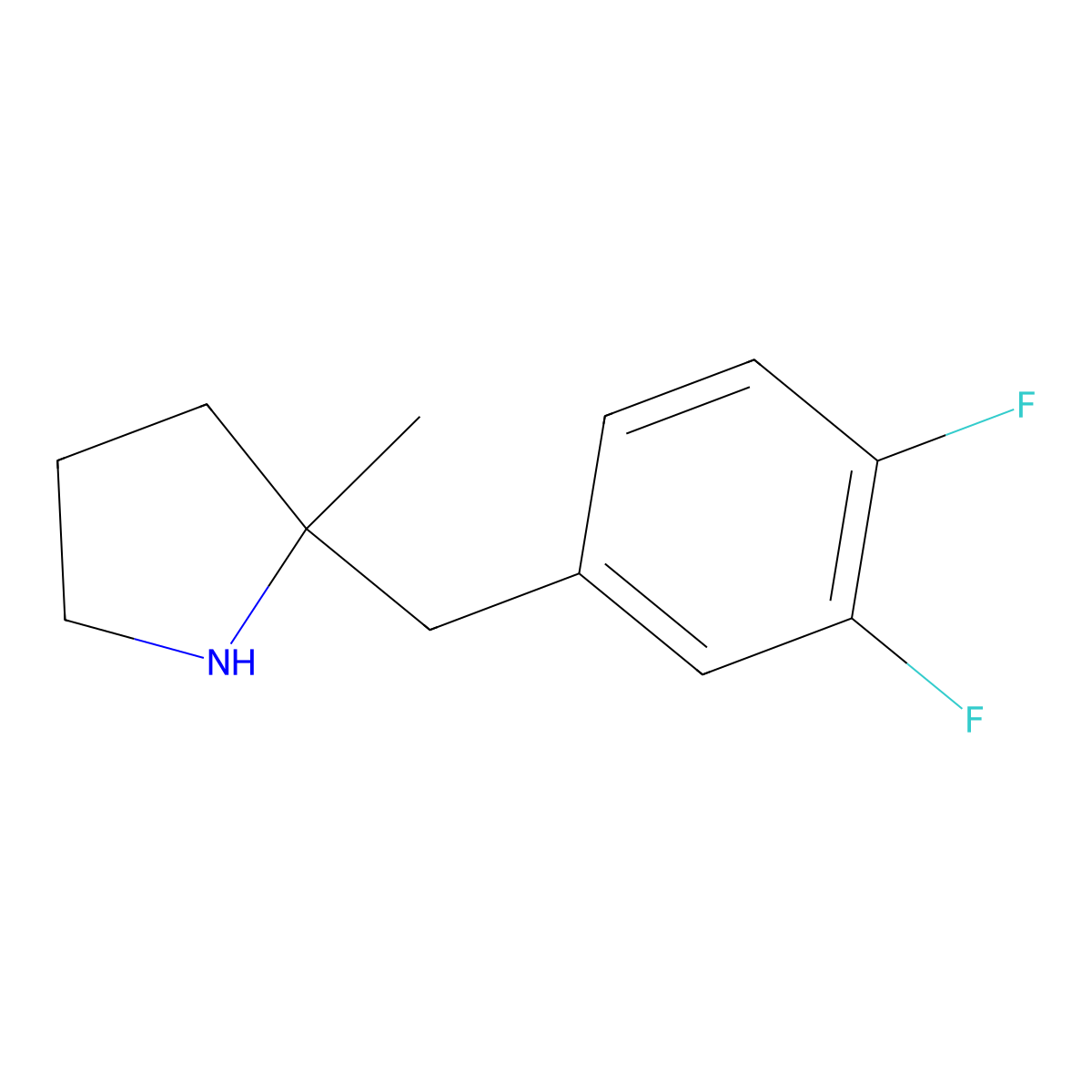2-[(3,4-Difluorophenyl)methyl]-2-methylpyrrolidine molecular structure, CAS 1553097-62-3
