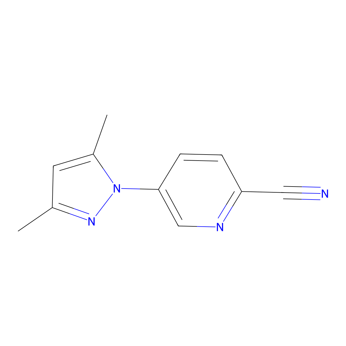 5-(3,5-dimethyl-1H-pyrazol-1-yl)pyridine-2-carbonitrile molecular structure, CAS 1553118-89-0