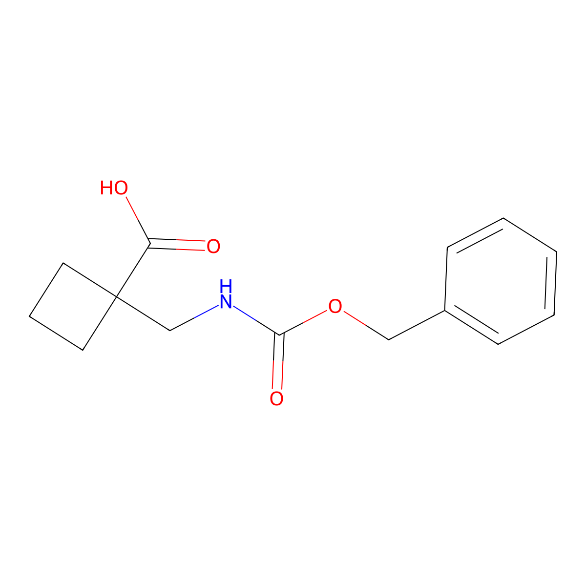 1-((((Benzyloxy)carbonyl)amino)methyl)cyclobutane-1-carboxylic acid molecular structure, CAS 1553129-25-1