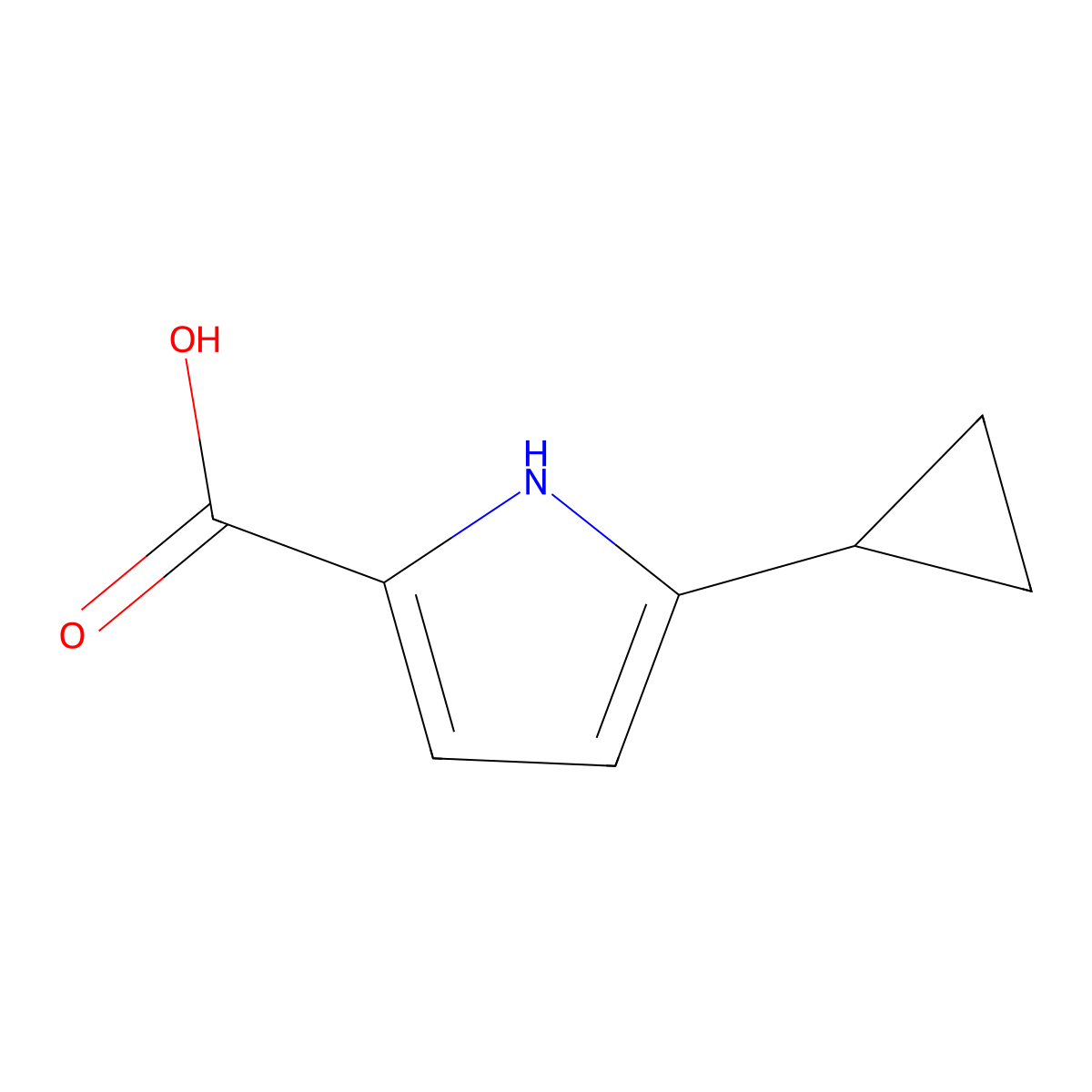 5-Cyclopropyl-1H-pyrrole-2-carboxylic acid molecular structure, CAS 1553133-47-3