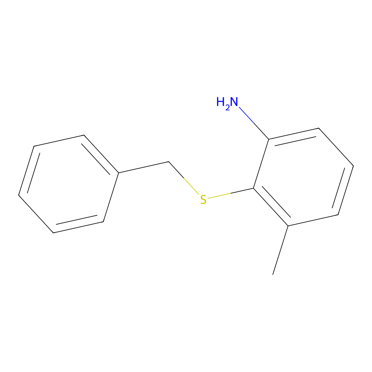 Benzenamine, 3-methyl-2-[(phenylmethyl)thio]- molecular structure, CAS 1553173-60-6