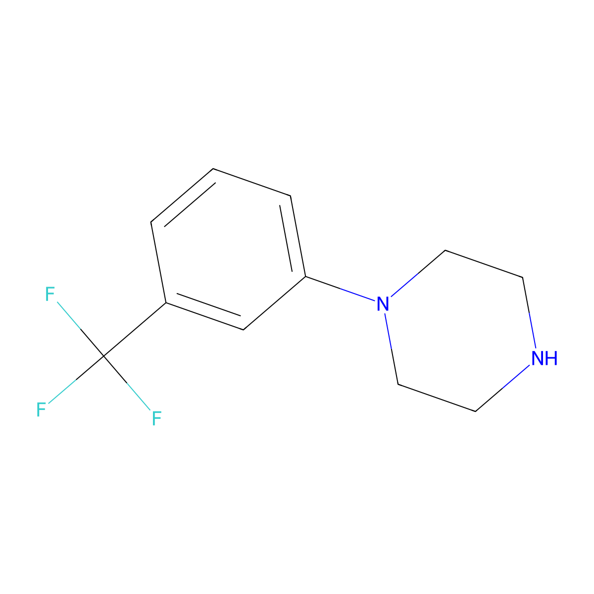 1-(3-(Trifluoromethyl)phenyl)piperazine molecular structure, CAS 15532-75-9