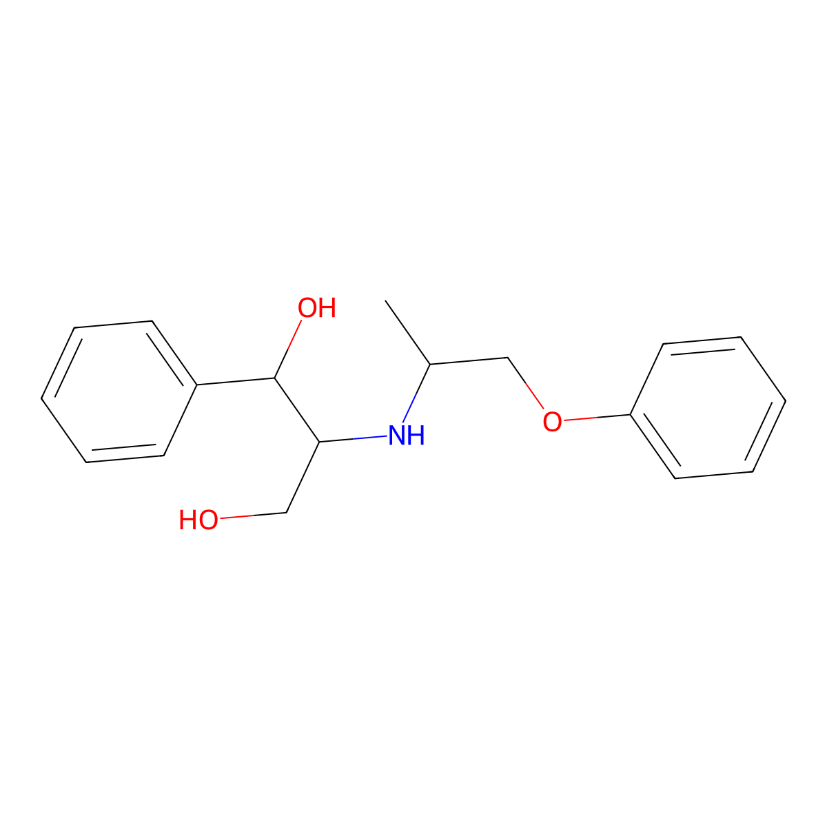 1,3-Propanediol, 2-[(1-methyl-2-phenoxyethyl)amino]-1-phenyl-, [1R*,2S*(S*)]- molecular structure, CAS 155321-96-3