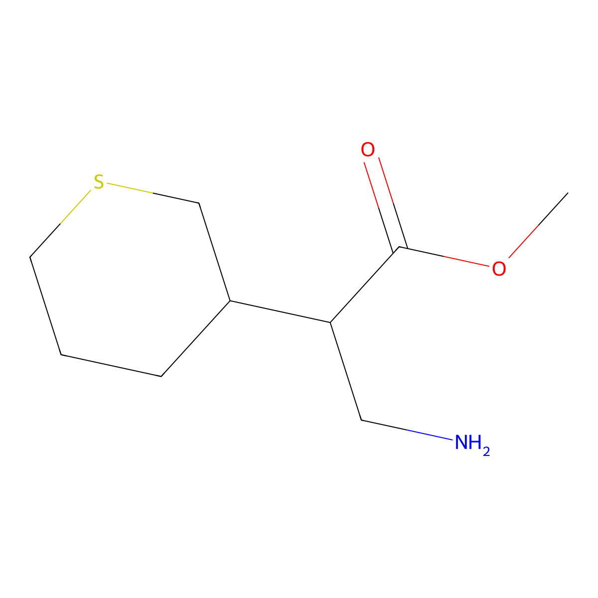 Methyl 3-amino-2-(tetrahydro-2H-thiopyran-3-YL)propanoate molecular structure, CAS 1553224-90-0