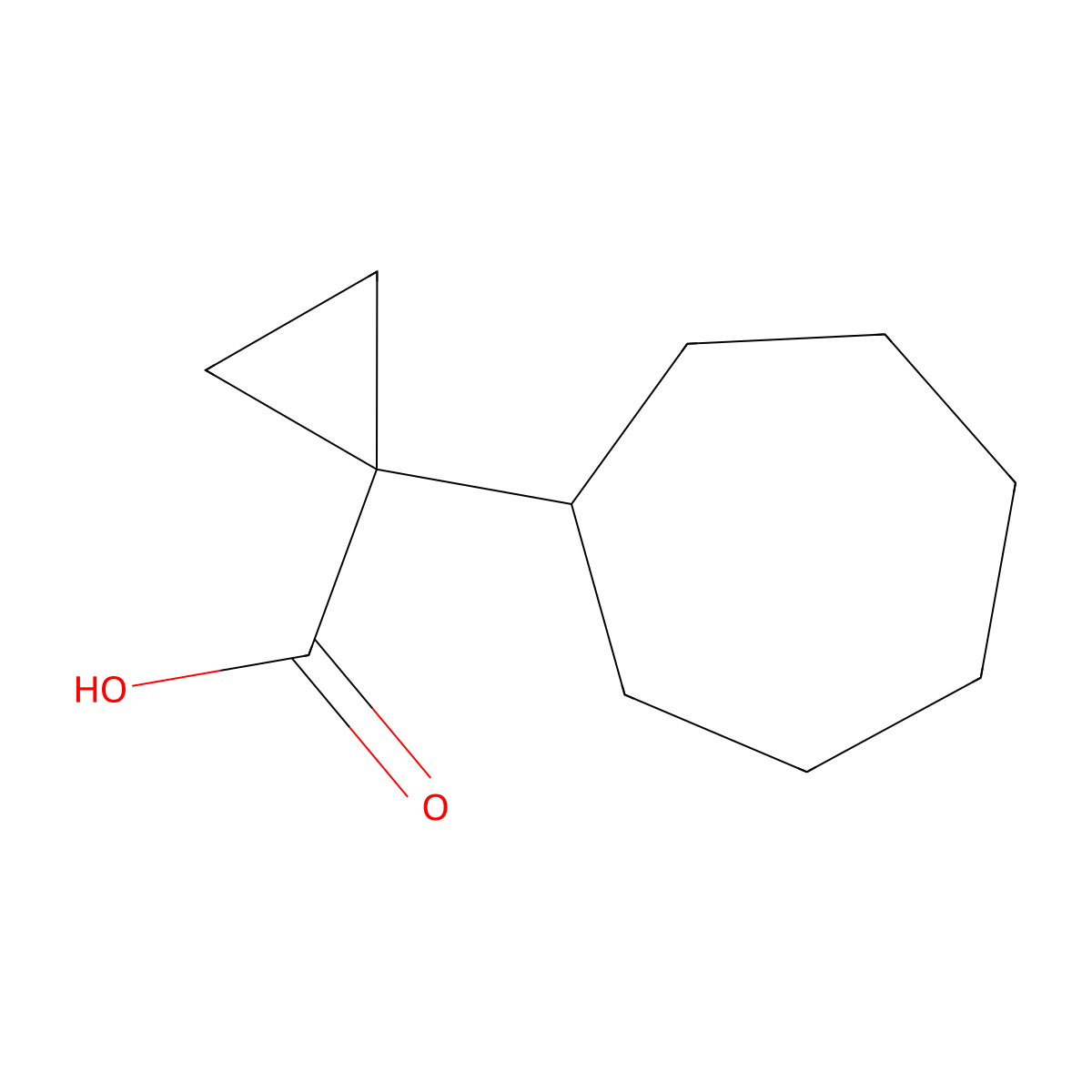 1-Cycloheptylcyclopropane-1-carboxylicacid molecular structure, CAS 1553248-20-6