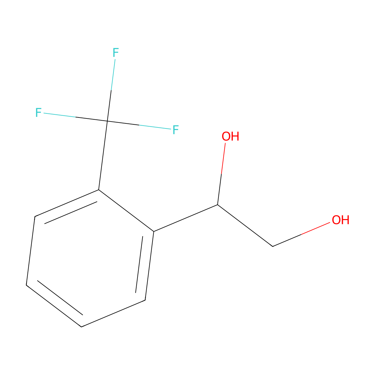 1,2-Ethanediol, 1-[2-(trifluoromethyl)phenyl]-, (1R)- molecular structure, CAS 1553279-78-9