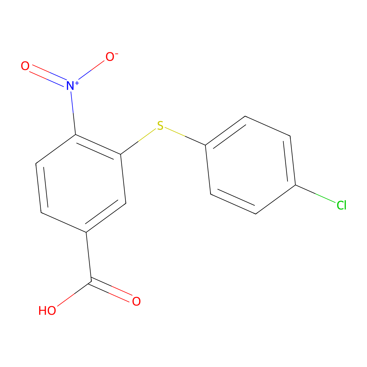 3-((4-Chlorophenyl)sulfanyl)-4-nitrobenzoic acid molecular structure, CAS 1553287-24-3