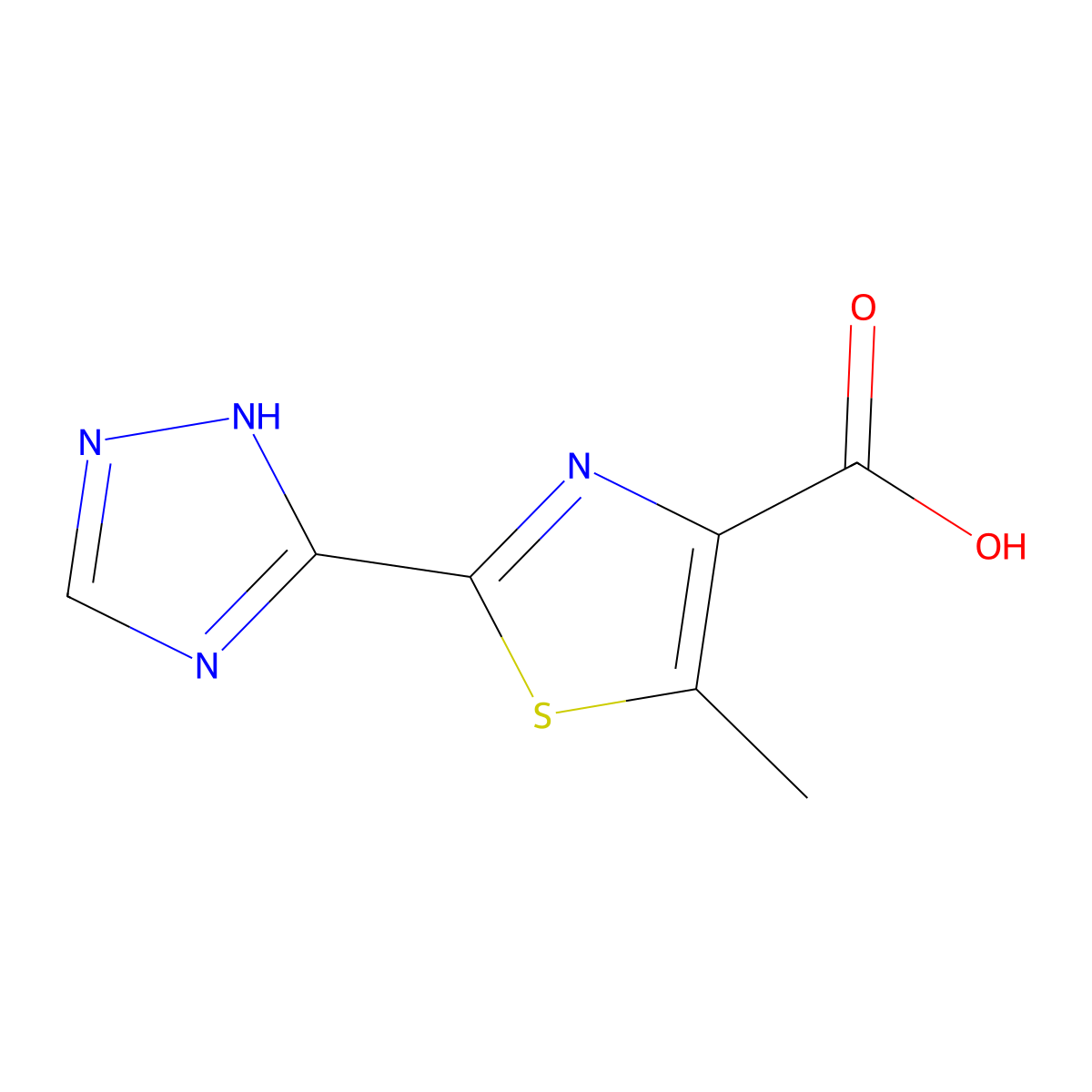 5-methyl-2-(4H-1,2,4-triazol-3-yl)-1,3-thiazole-4-carboxylic acid molecular structure, CAS 1553367-71-7