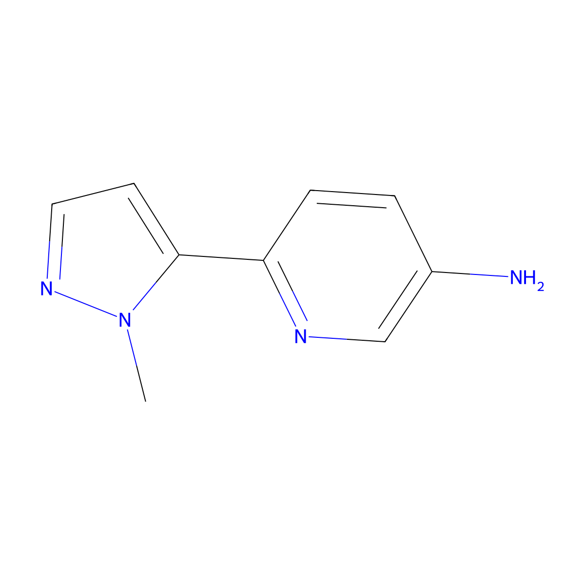 6-(1-Methyl-1H-pyrazol-5-yl)pyridin-3-amine molecular structure, CAS 1553375-40-8