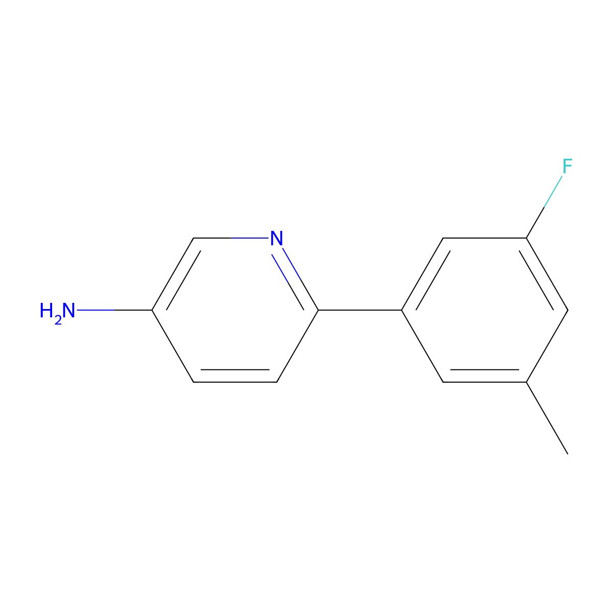 6-(3-Fluoro-5-methylphenyl)-3-pyridinamine molecular structure, CAS 1553375-55-5