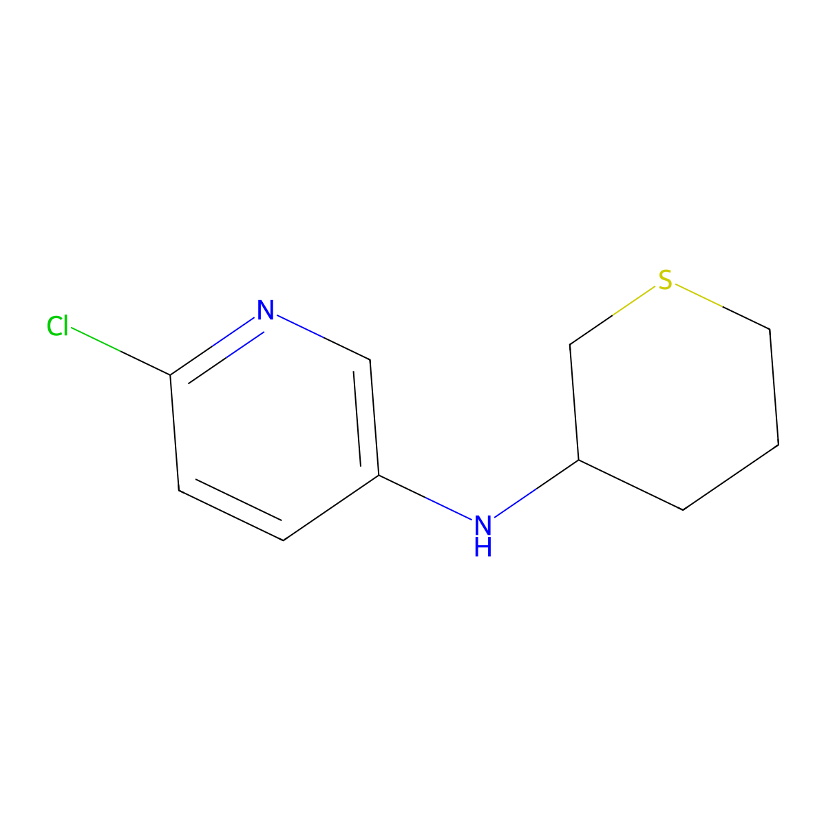 6-chloro-N-(thian-3-yl)pyridin-3-amine molecular structure, CAS 1553377-19-7