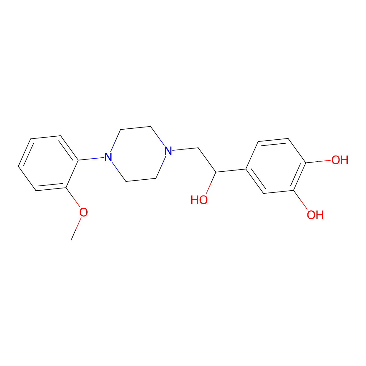 4-(1-Hydroxy-2-(4-(2-methoxyphenyl)-1-piperazinyl)ethyl)-1,2-benzenediol molecular structure, CAS 15534-05-1