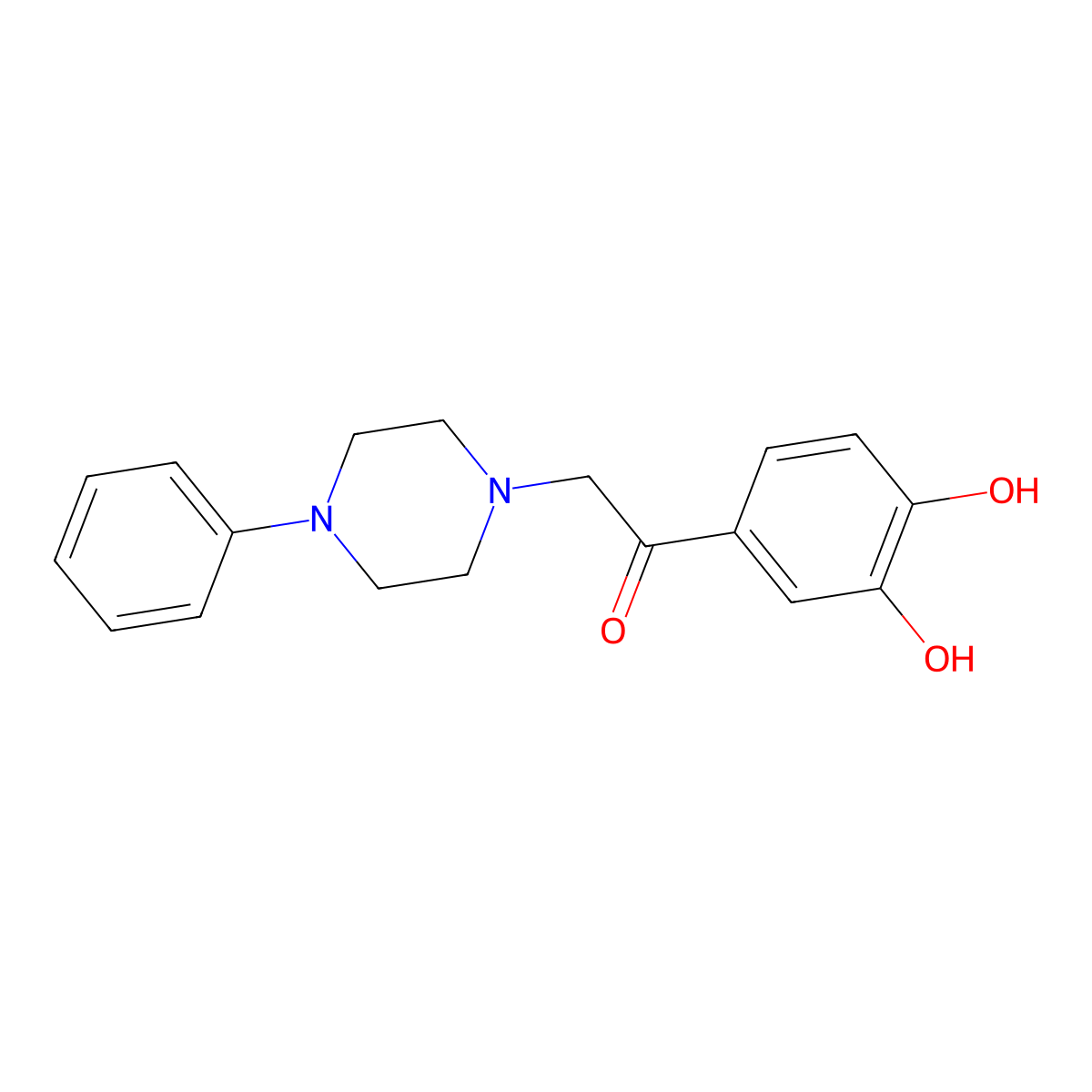1-(3,4-Dihydroxyphenyl)-2-(4-phenylpiperazin-1-yl)ethanone molecular structure, CAS 15534-40-4