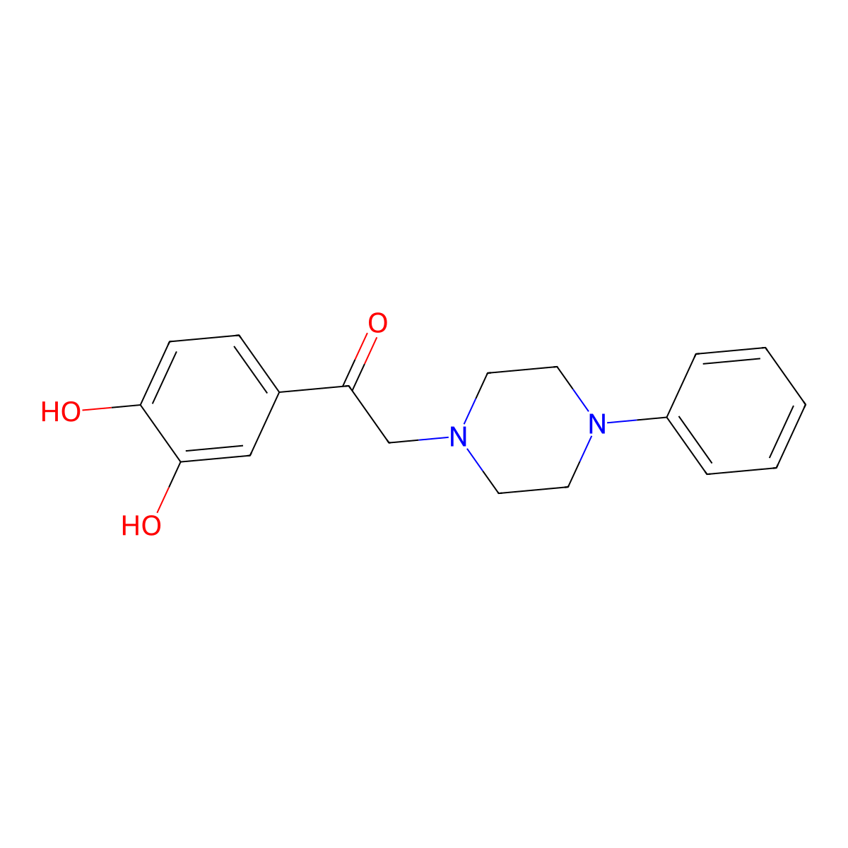 1-(3,4-Dihydroxyphenyl)-2-(4-phenylpiperazin-1-yl)ethanone molecular structure, CAS 15534-40-4