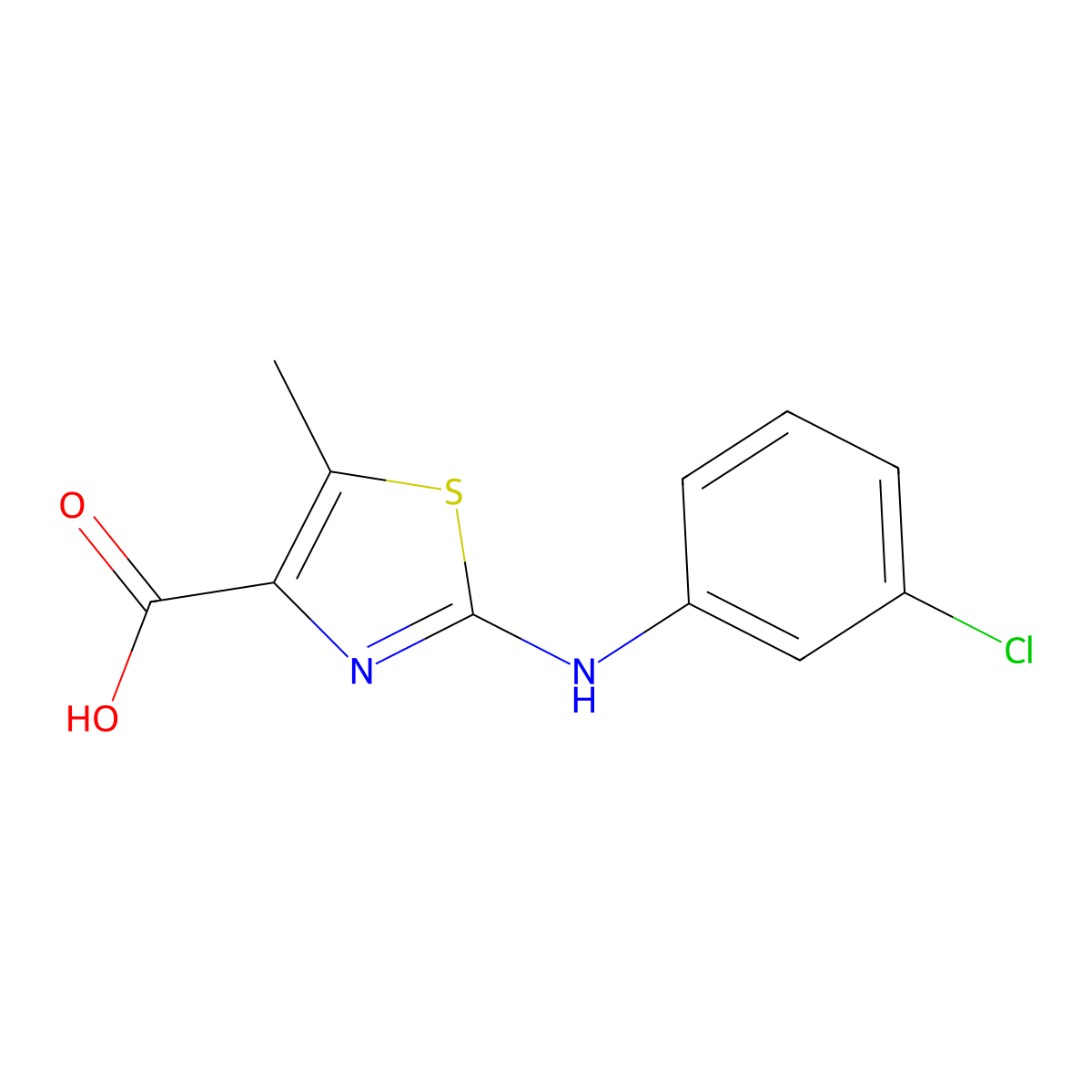 2-(3-Chlorophenylamino)-5-methylthiazole-4-carboxylic acid molecular structure, CAS 1553413-00-5