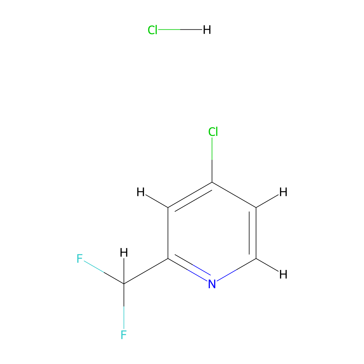 4-Chloro-2-(difluoromethyl)pyridine hydrochloride molecular structure, CAS 1553437-88-9