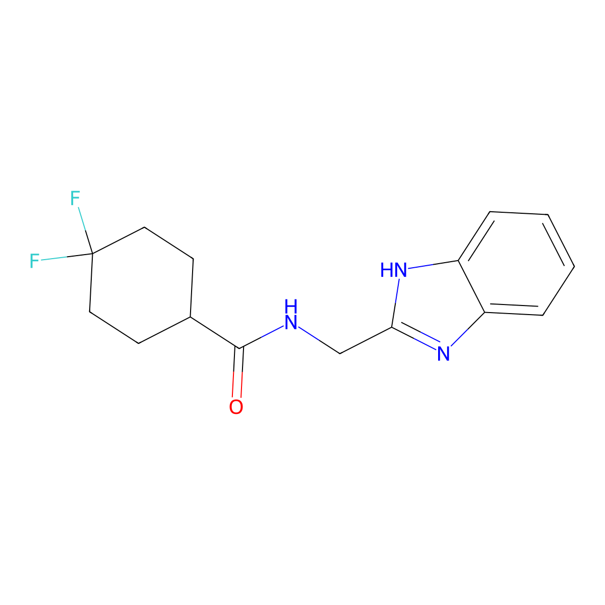 N-[(1H-1,3-benzodiazol-2-yl)methyl]-4,4-difluorocyclohexane-1-carboxamide molecular structure, CAS 1553442-67-3