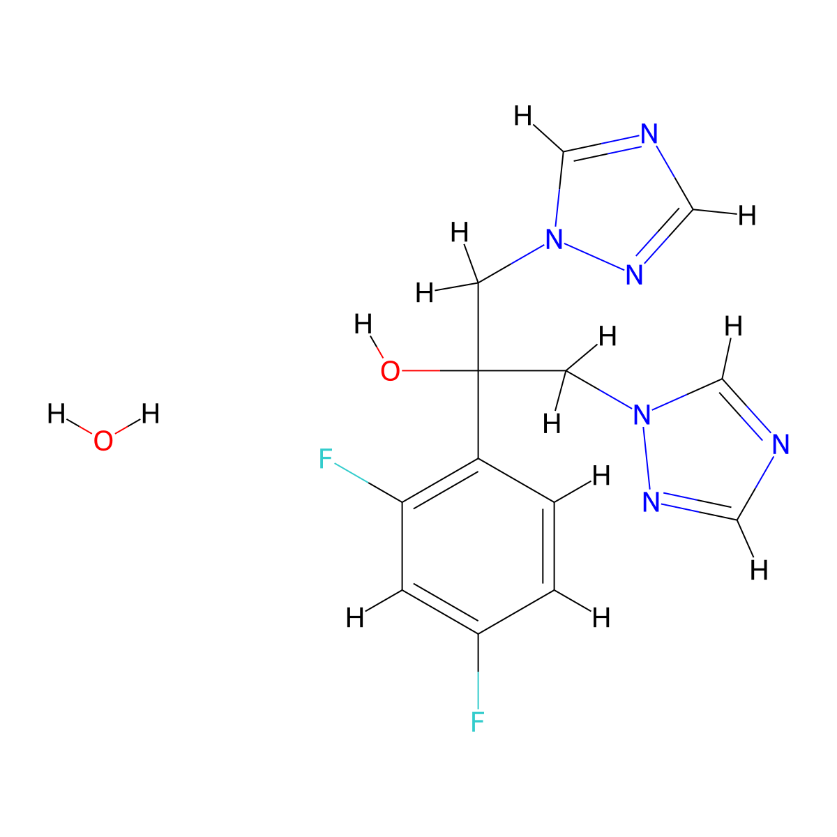 Fluconazole hydrate molecular structure, CAS 155347-36-7