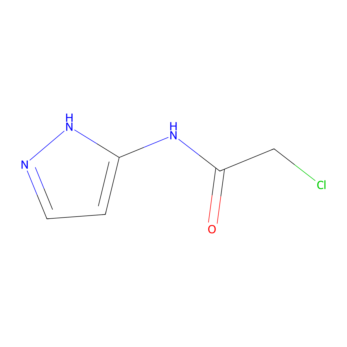 2-chloro-N-(1H-pyrazol-3-yl)acetamide molecular structure, CAS 155347-69-6