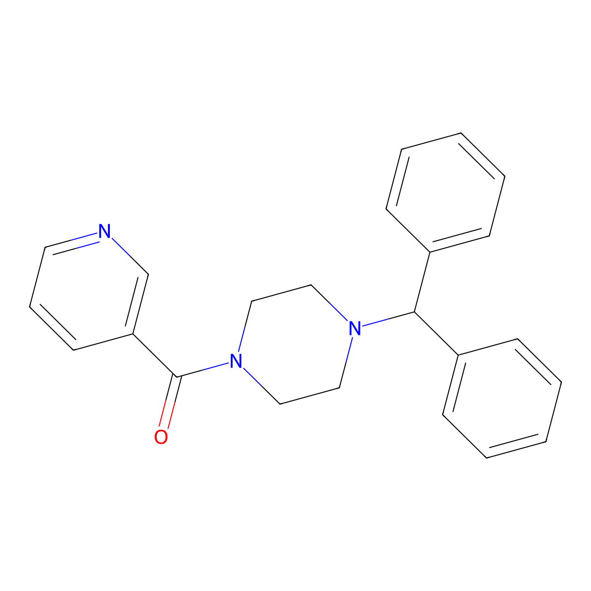 (4-Benzhydrylpiperazin-1-yl)-pyridin-3-ylmethanone molecular structure, CAS 155348-38-2