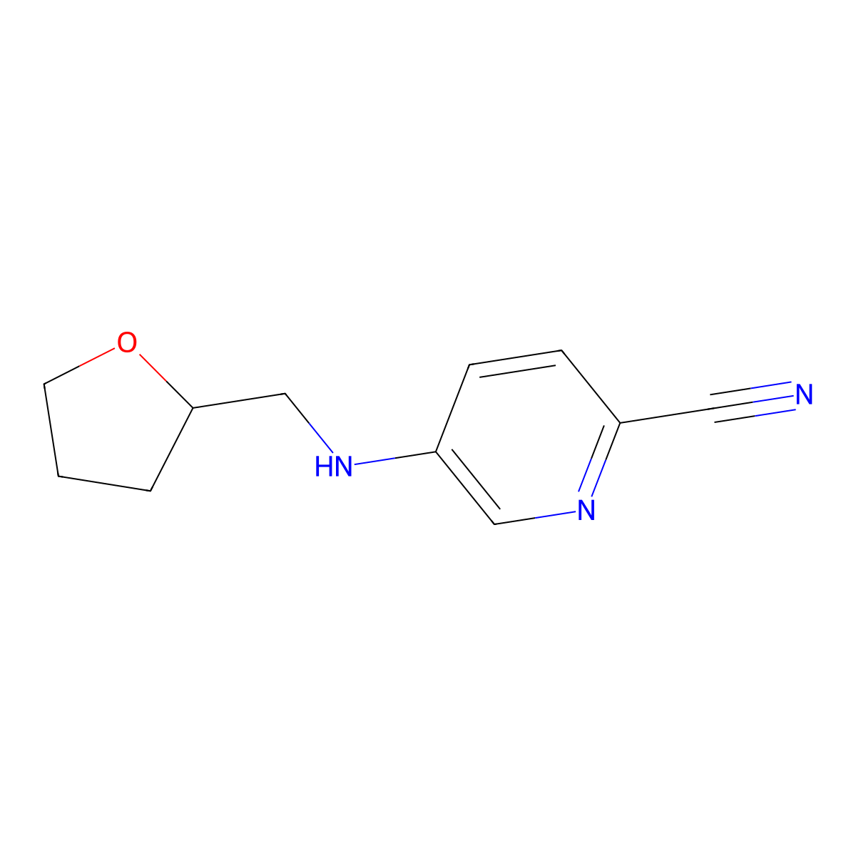 5-{[(Oxolan-2-yl)methyl]amino}pyridine-2-carbonitrile molecular structure, CAS 1553549-35-1