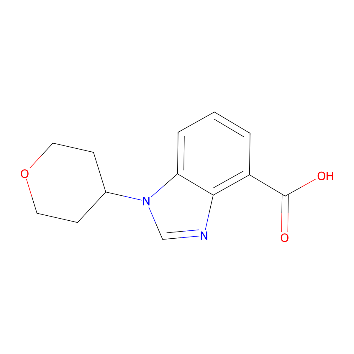 1-(oxan-4-yl)-1H-1,3-benzodiazole-4-carboxylic acid molecular structure, CAS 1553564-22-9