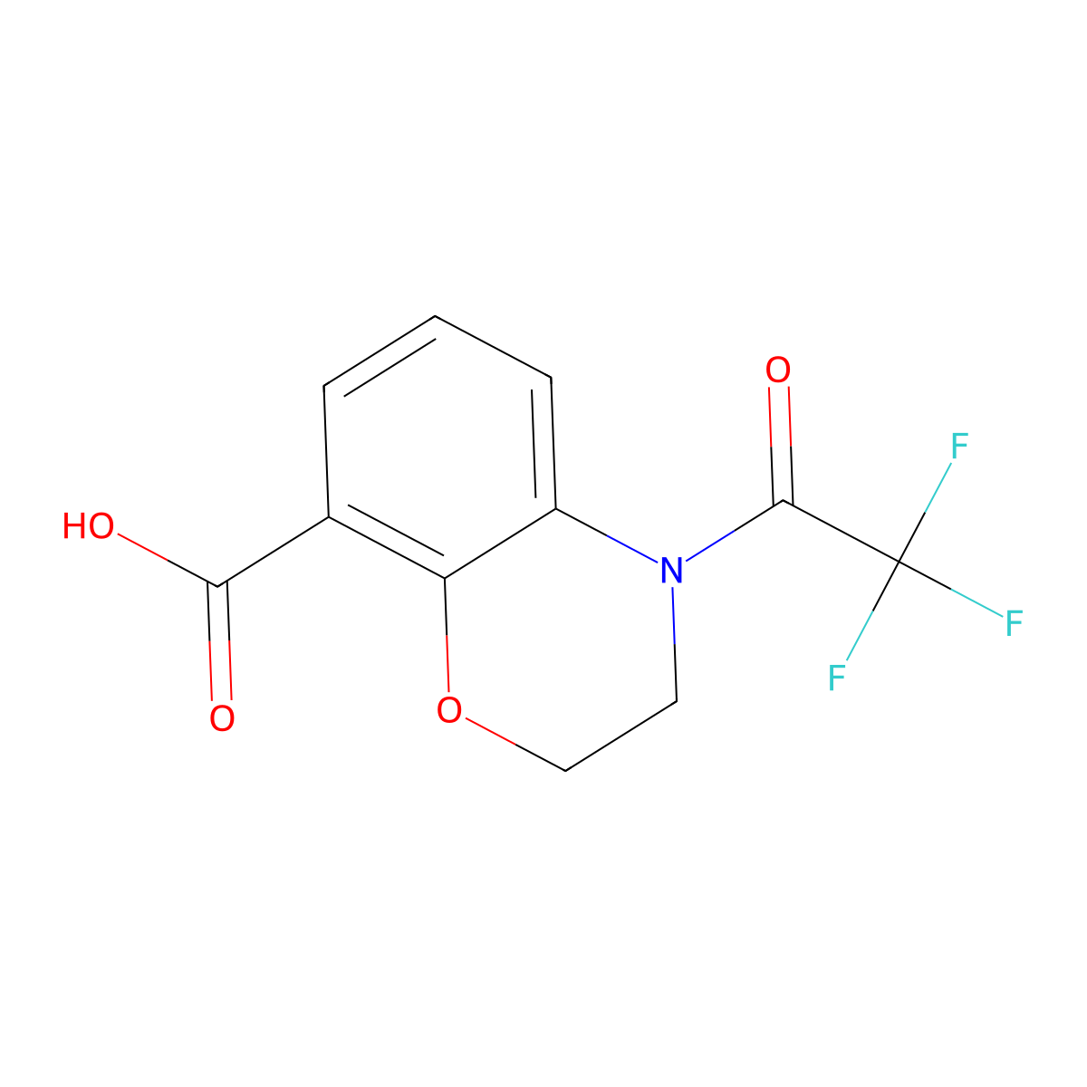 4-(trifluoroacetyl)-3,4-dihydro-2H-1,4-benzoxazine-8-carboxylic acid molecular structure, CAS 1553576-56-9