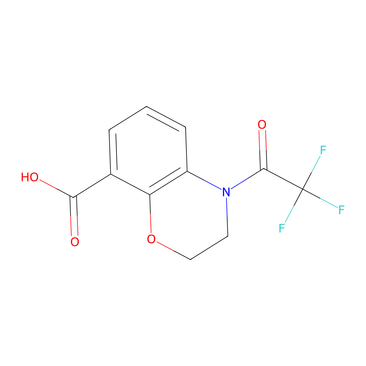 4-(trifluoroacetyl)-3,4-dihydro-2H-1,4-benzoxazine-8-carboxylic acid molecular structure, CAS 1553576-56-9
