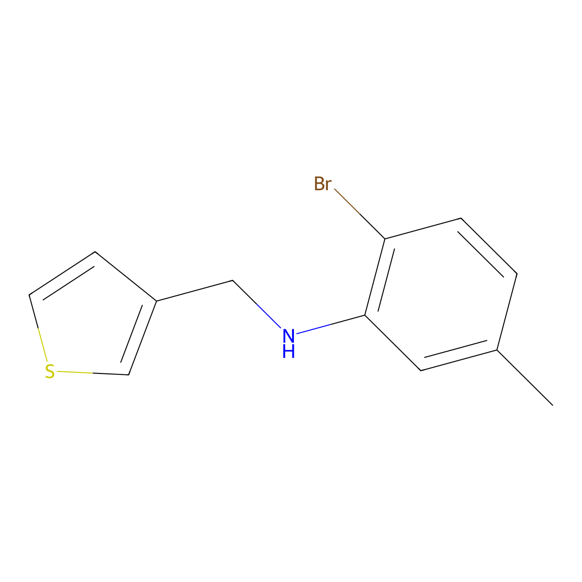 2-bromo-5-methyl-N-[(thiophen-3-yl)methyl]aniline molecular structure, CAS 1553579-42-2