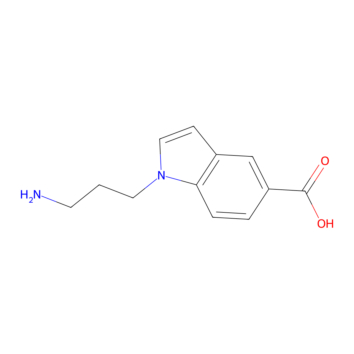 1-(3-aminopropyl)-1H-indole-5-carboxylic acid molecular structure, CAS 1553646-93-7