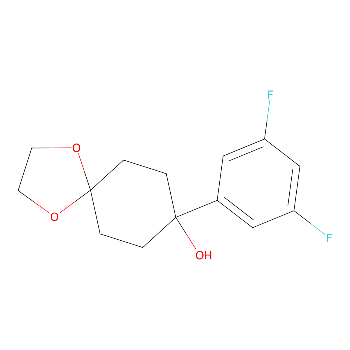 8-(3,5-Difluorophenyl)-1,4-dioxaspiro[4.5]decan-8-ol molecular structure, CAS 155366-01-1