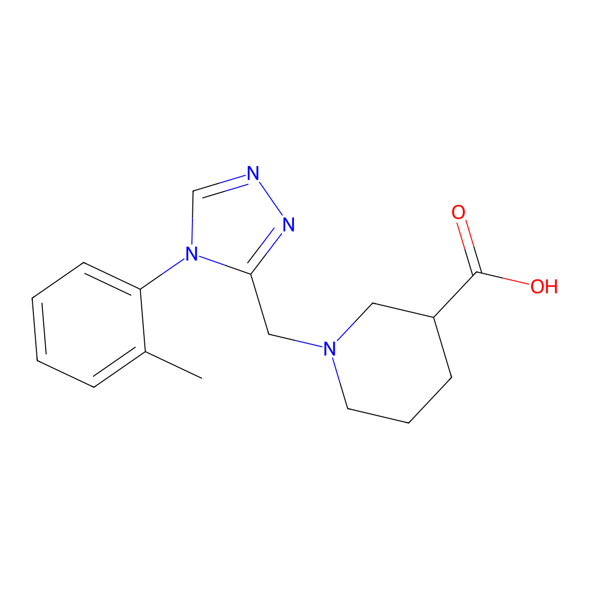 1-{[4-(2-methylphenyl)-4H-1,2,4-triazol-3-yl]methyl}piperidine-3-carboxylic acid molecular structure, CAS 1553679-50-7