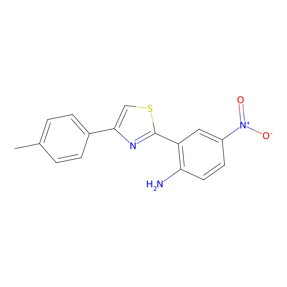 4-Nitro-2-(4-p-tolyl-thiazol-2-yl)-phenylamine molecular structure, CAS 1553689-21-6