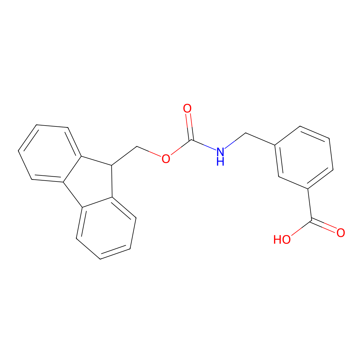 3-(((((9H-fluoren-9-yl)methoxy)carbonyl)amino)methyl)benzoic acid molecular structure, CAS 155369-11-2