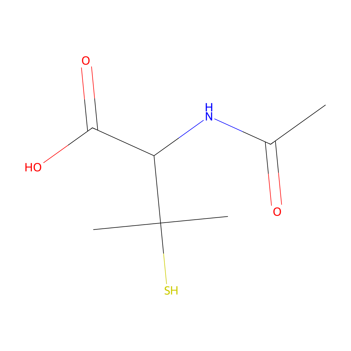 N-acetyl-D-penicillamine molecular structure, CAS 15537-71-0