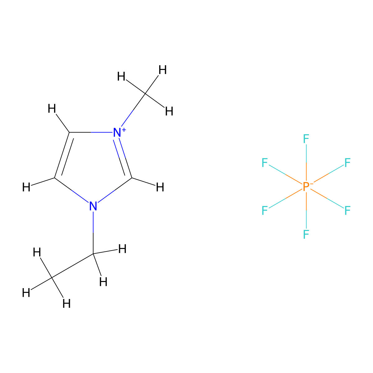 1-Ethyl-3-methylimidazolium hexafluorophosphate molecular structure, CAS 155371-19-0