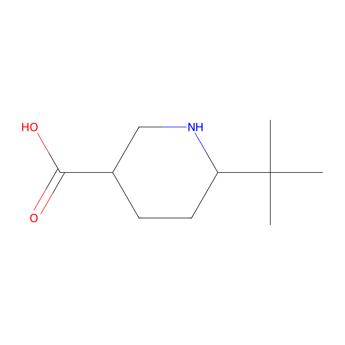 6-Tert-butylpiperidine-3-carboxylic acid molecular structure, CAS 1553714-45-6
