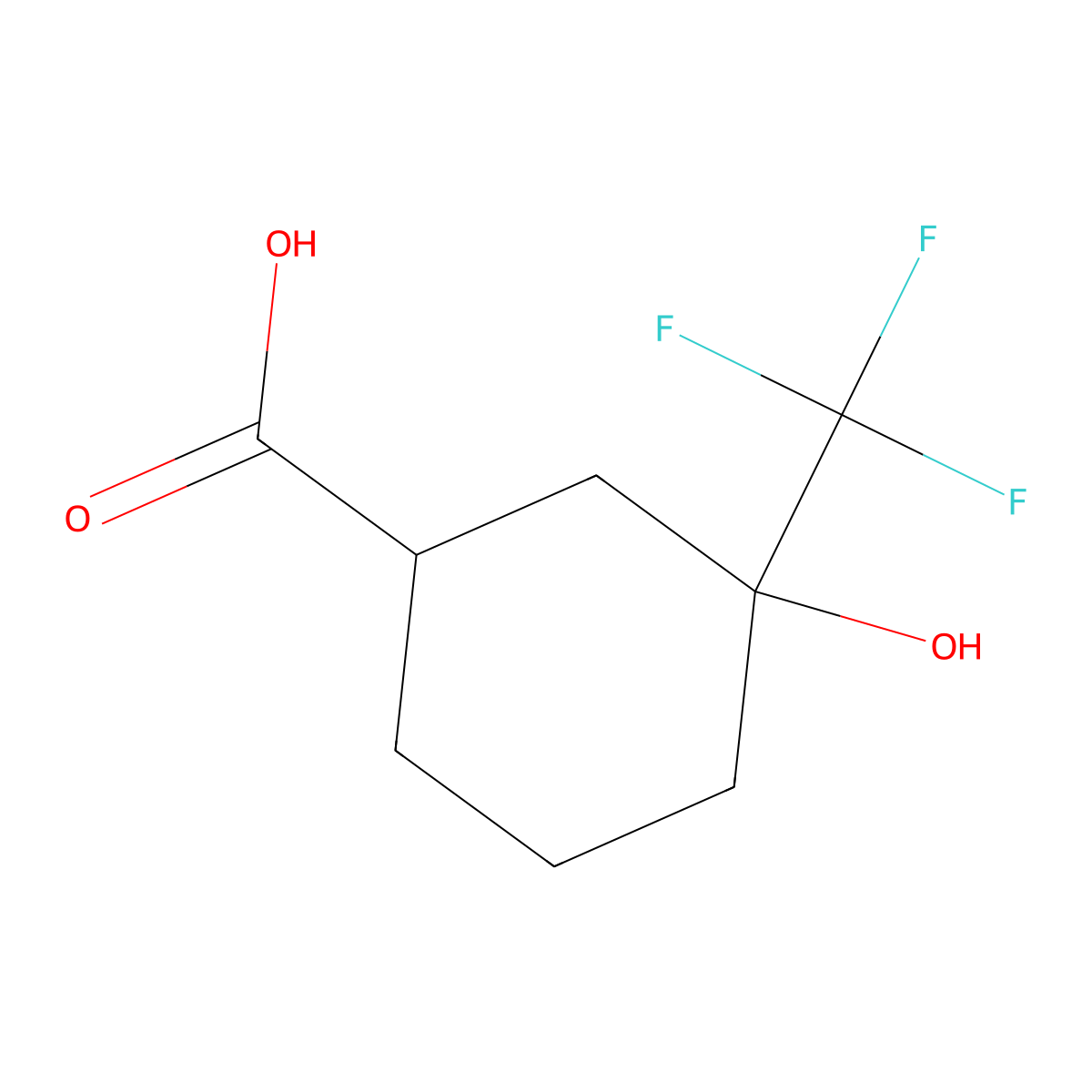 3-Hydroxy-3-(trifluoromethyl)cyclohexane-1-carboxylic acid molecular structure, CAS 1553715-90-4