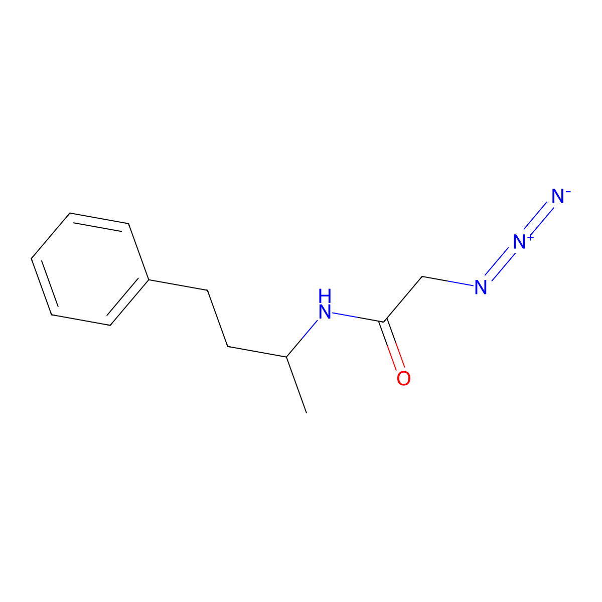 2-azido-N-(1-methyl-3-phenylpropyl)acetamide molecular structure, CAS 1553723-60-6