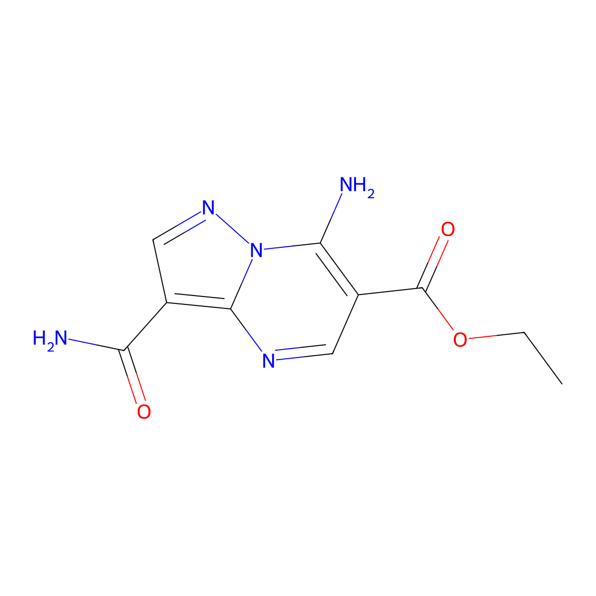 Ethyl 7-amino-3-carbamoylpyrazolo[1,5-a]pyrimidine-6-carboxylate molecular structure, CAS 155374-18-8