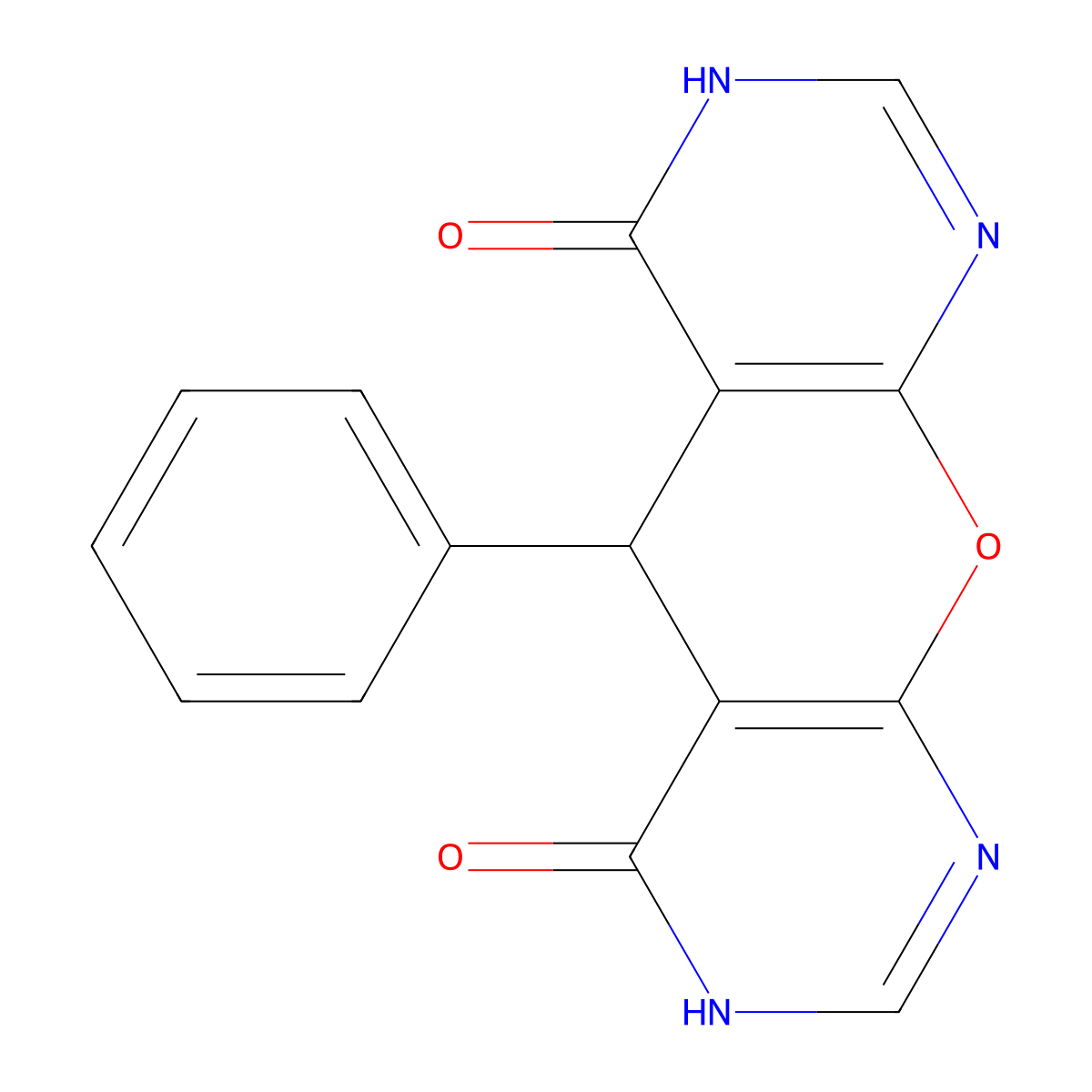 5-Phenyl-5H-pyrano[2,3-d;6,5-d']dipyrimidine-4,6-diol molecular structure, CAS 155375-99-8