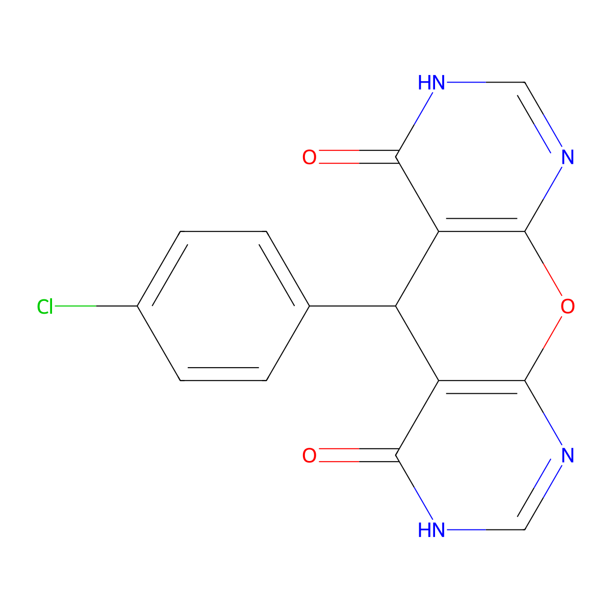 5-(4-chlorophenyl)-5H-pyrano[2,3-d:6,5-d']dipyrimidine-4,6-diol molecular structure, CAS 155376-01-5