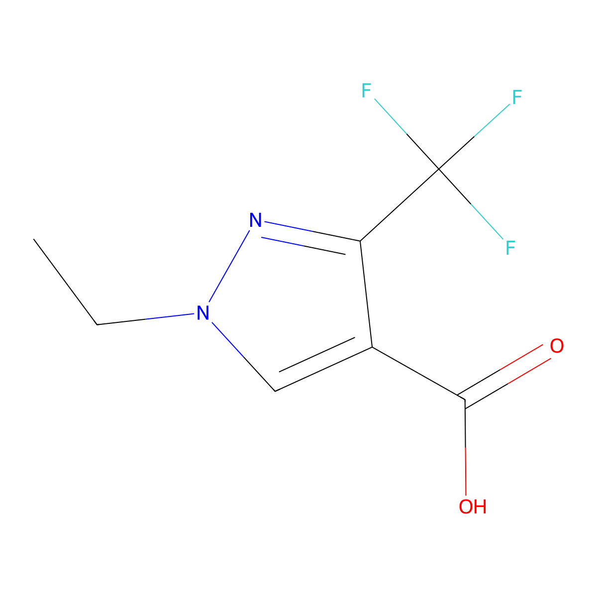 1-ethyl-3-(trifluoromethyl)-1H-pyrazole-4-carboxylic acid molecular structure, CAS 155377-11-0