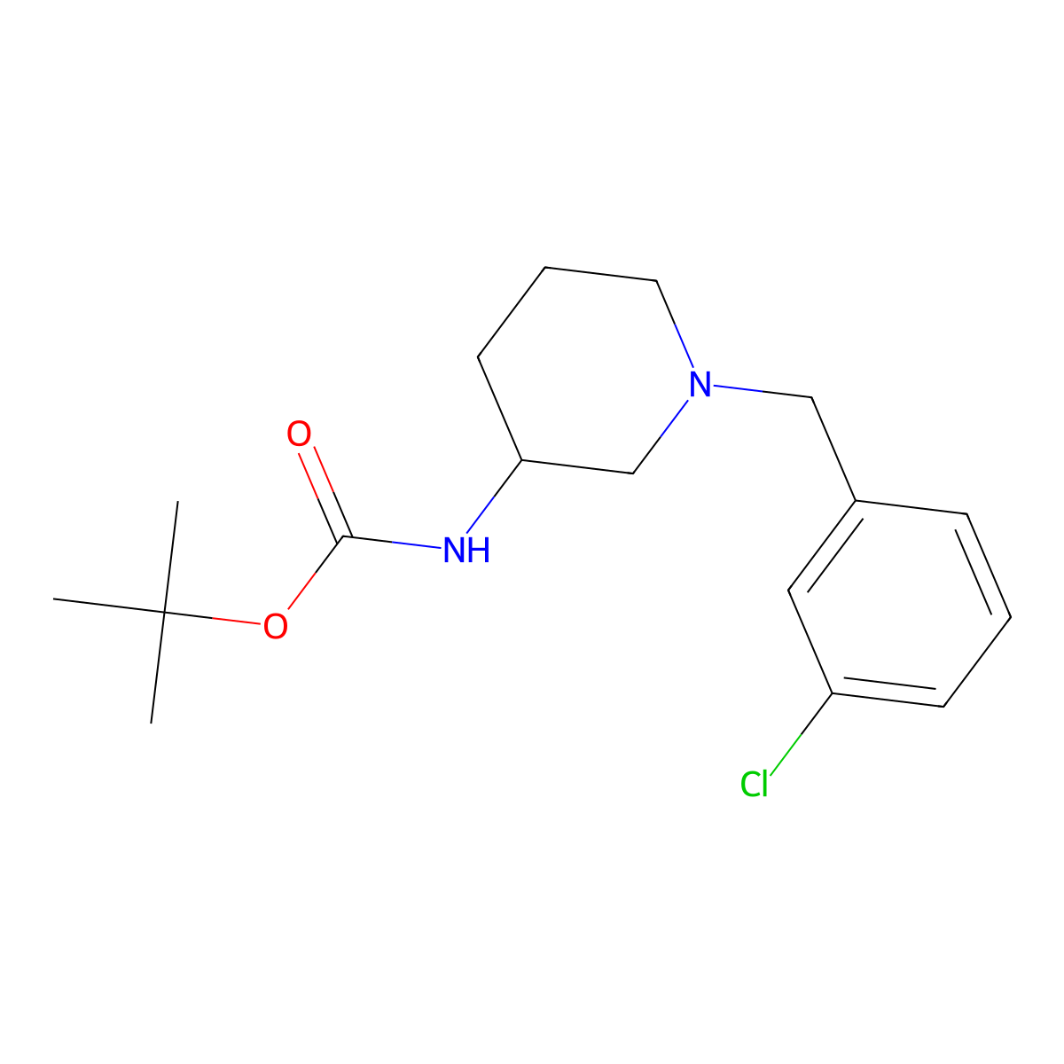 tert-Butyl (1-(3-chlorobenzyl)piperidin-3-yl)carbamate molecular structure, CAS 1553825-21-0