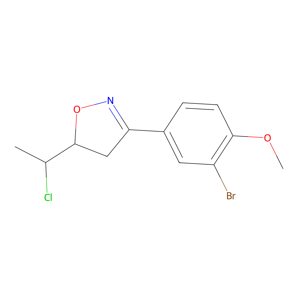 3-(3-Bromo-4-methoxyphenyl)-5-(1-chloroethyl)-4,5-dihydro-1,2-oxazole molecular structure, CAS 1553827-16-9